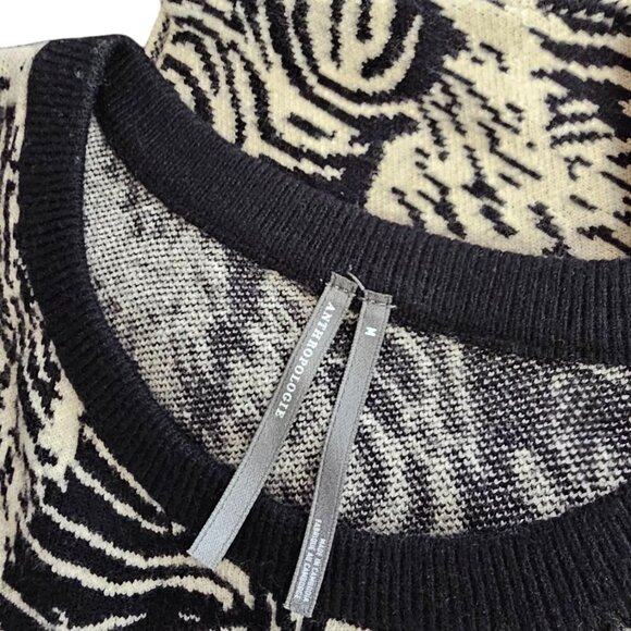 Anthropologie Ruffled Sweater Knit Mini Dress, Printed, Long Sleeve, Size Medium - Picture 7 of 9